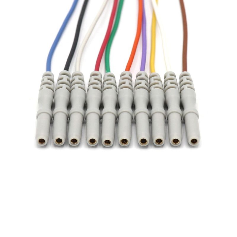 10 โลหะ อื่นๆ ของติดตามผู้ป่วย อุปกรณ์เสริม สายเคเบิล EEG Dia 1.5mm กับถ้วยทอง