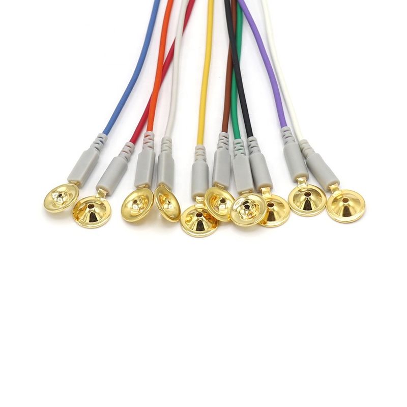 10 โลหะ อื่นๆ ของติดตามผู้ป่วย อุปกรณ์เสริม สายเคเบิล EEG Dia 1.5mm กับถ้วยทอง