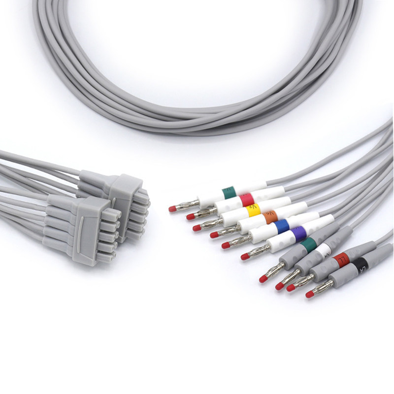GE Marquette EKG Cable 10 นําสีเทา สอดคล้อง