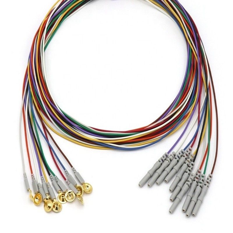 10 โลหะ อื่นๆ ของติดตามผู้ป่วย อุปกรณ์เสริม สายเคเบิล EEG Dia 1.5mm กับถ้วยทอง
