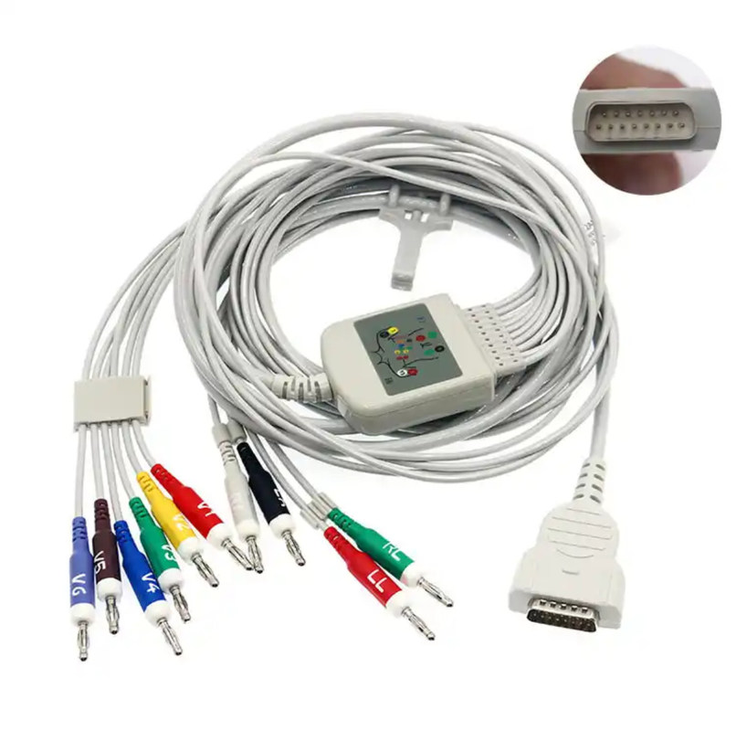 10 สายไฟ 12 สายไฟ EKG 15 ปิน สีเทา