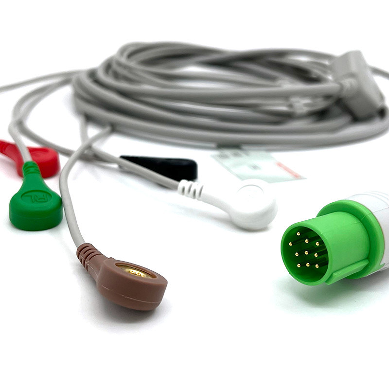 GE Helige 10 Pin ECG ติดตามเคเบิลสําหรับอุปกรณ์เสริมทางการแพทย์ ขนาด 0.9m
