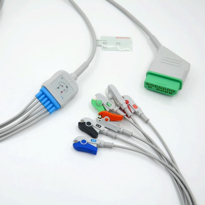 คาเบิ้ลติดตาม ECG ที่เข้ากันได้ของ Nihon Kohden 12 Pin 6 Leads สําหรับอุปกรณ์การแพทย์