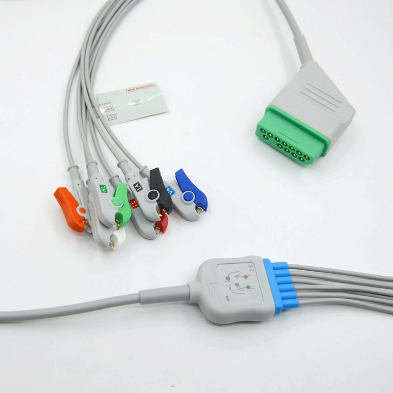 คาเบิ้ลติดตาม ECG ที่เข้ากันได้ของ Nihon Kohden 12 Pin 6 Leads สําหรับอุปกรณ์การแพทย์