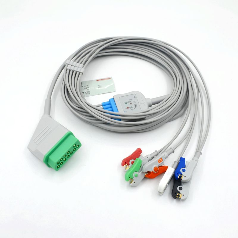 คาเบิ้ลติดตาม ECG ที่เข้ากันได้ของ Nihon Kohden 12 Pin 6 Leads สําหรับอุปกรณ์การแพทย์