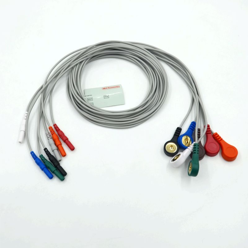 คุณภาพสูง Din ประเภท 7 โลด Snap Holter Recorder ECG สายนํา