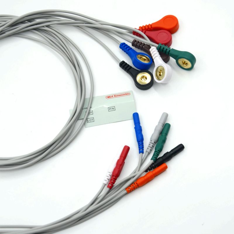 คุณภาพสูง Din ประเภท 7 โลด Snap Holter Recorder ECG สายนํา