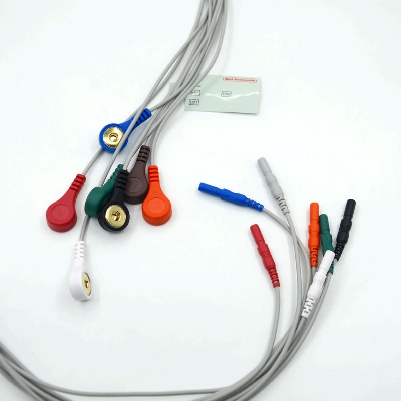 คุณภาพสูง Din ประเภท 7 โลด Snap Holter Recorder ECG สายนํา
