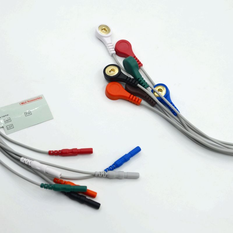 คุณภาพสูง Din ประเภท 7 โลด Snap Holter Recorder ECG สายนํา