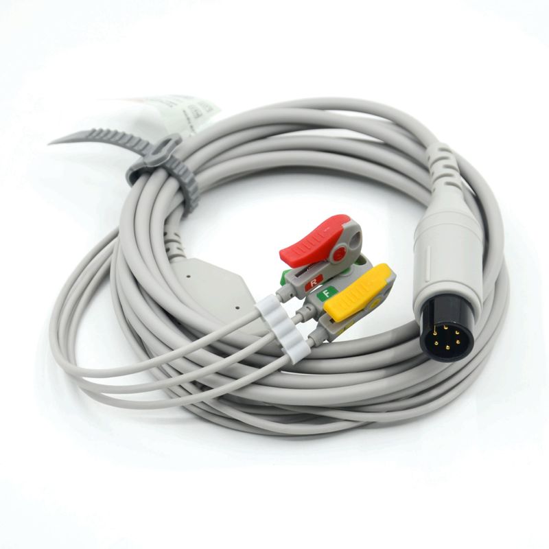 สอดคล้อง AAMI สอดคล้อง 3 สายเคเบิล ECG นํา IEC Grabber สําหรับอุปกรณ์เสริมทางการแพทย์