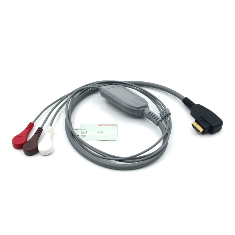 สาย ECG Holter Probe 3 Leads Snap AHA/IEC สำหรับ DMS300 ของผู้ผลิตอุปกรณ์ทางการแพทย์