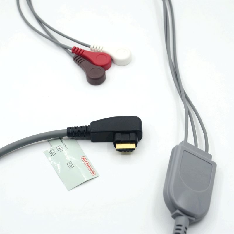 สาย ECG Holter Probe 3 Leads Snap AHA/IEC สำหรับ DMS300 ของผู้ผลิตอุปกรณ์ทางการแพทย์