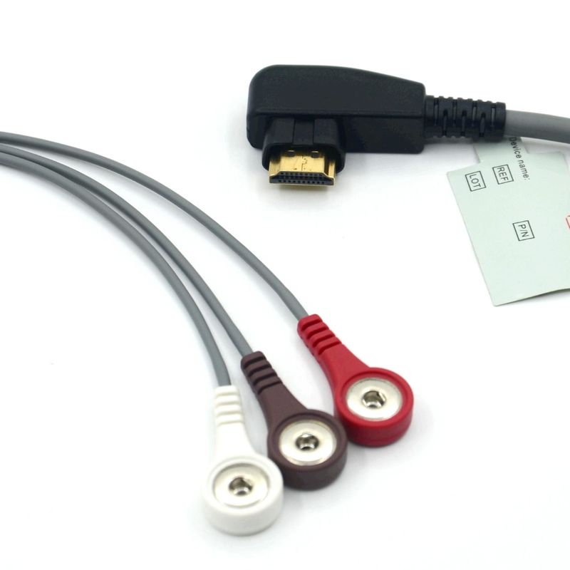 สาย ECG Holter Probe 3 Leads Snap AHA/IEC สำหรับ DMS300 ของผู้ผลิตอุปกรณ์ทางการแพทย์