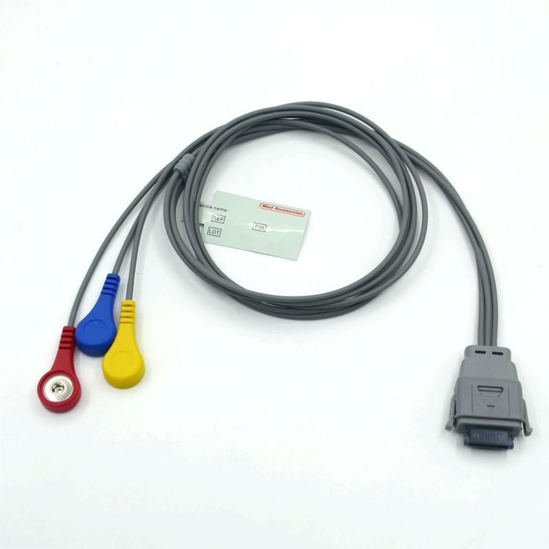 สายเคเบิล ECG Holter 5 Lead ที่เข้ากันได้กับ Edan SE-2003 พร้อม Snap ใช้สำหรับผู้ใหญ่/เด็ก