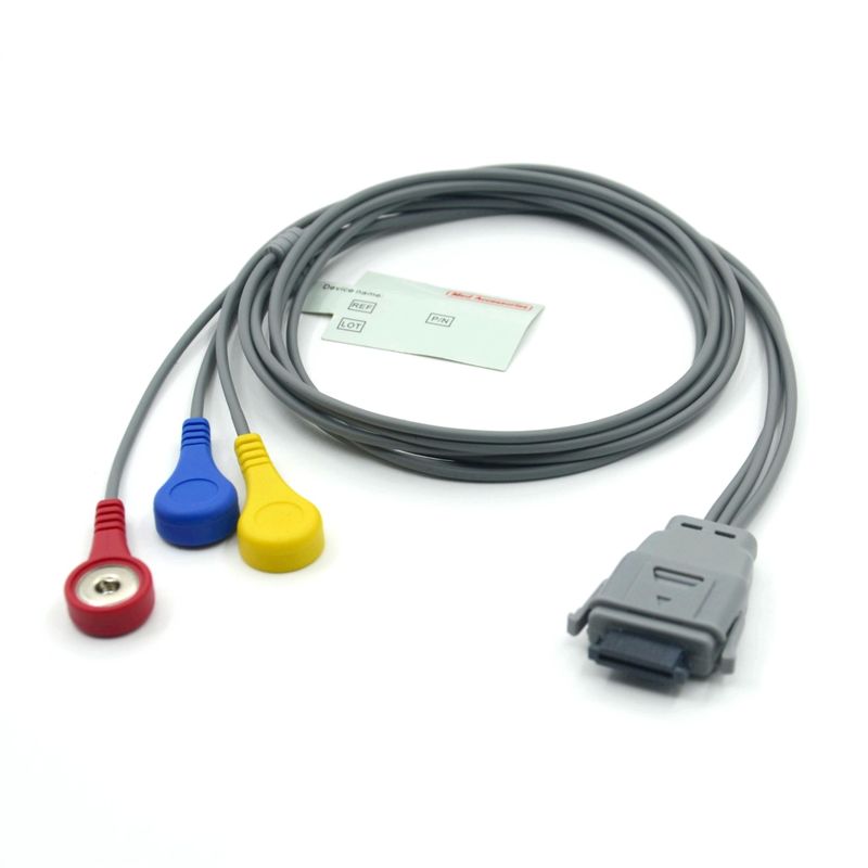 สายเคเบิล ECG Holter 5 Lead ที่เข้ากันได้กับ Edan SE-2003 พร้อม Snap ใช้สำหรับผู้ใหญ่/เด็ก