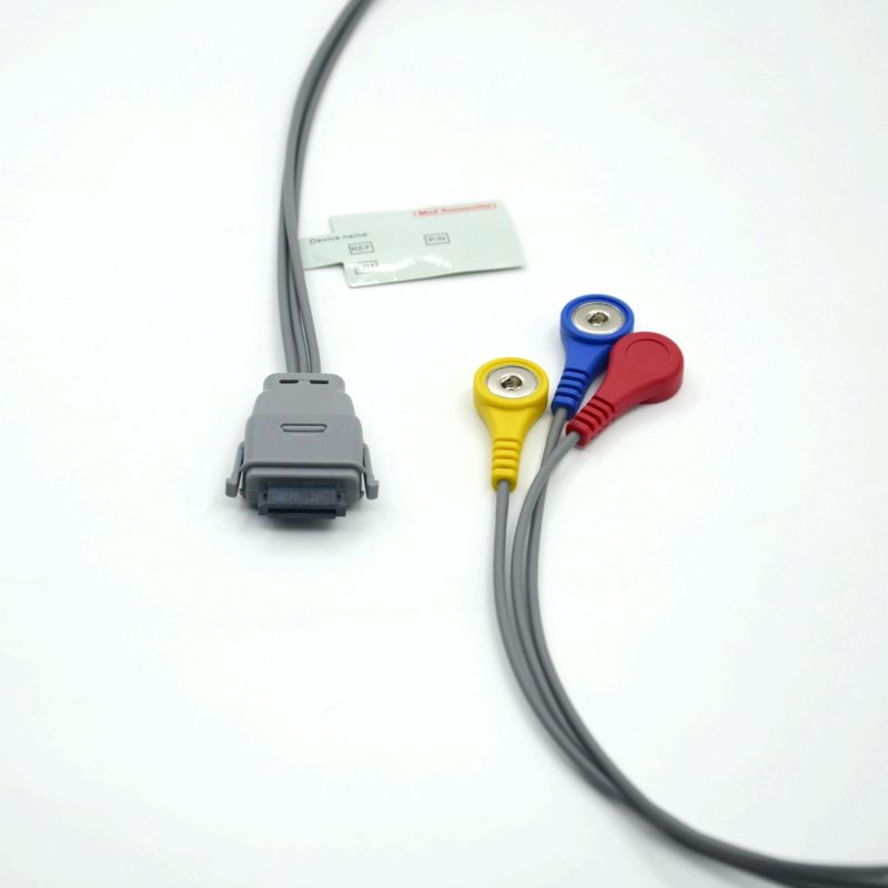 สายเคเบิล ECG Holter 5 Lead ที่เข้ากันได้กับ Edan SE-2003 พร้อม Snap ใช้สำหรับผู้ใหญ่/เด็ก