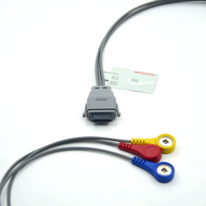สายเคเบิล ECG Holter 5 Lead ที่เข้ากันได้กับ Edan SE-2003 พร้อม Snap ใช้สำหรับผู้ใหญ่/เด็ก