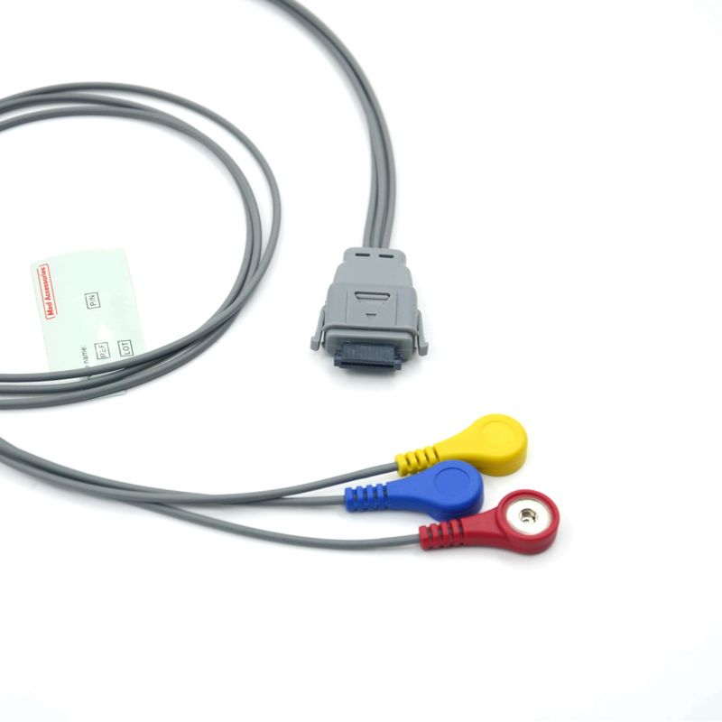 สายเคเบิล ECG Holter 5 Lead ที่เข้ากันได้กับ Edan SE-2003 พร้อม Snap ใช้สำหรับผู้ใหญ่/เด็ก