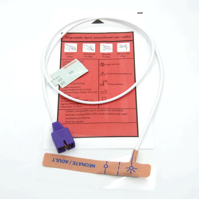 ผู้จัดจำหน่ายอุปกรณ์ทางการแพทย์ ผ้าแบบยืดหยุ่น เข้ากันได้กับเซ็นเซอร์ SpO2 แบบใช้แล้วทิ้ง 9 พิน Nellcor สำหรับทารกแรกเกิด/ผู้ใหญ่