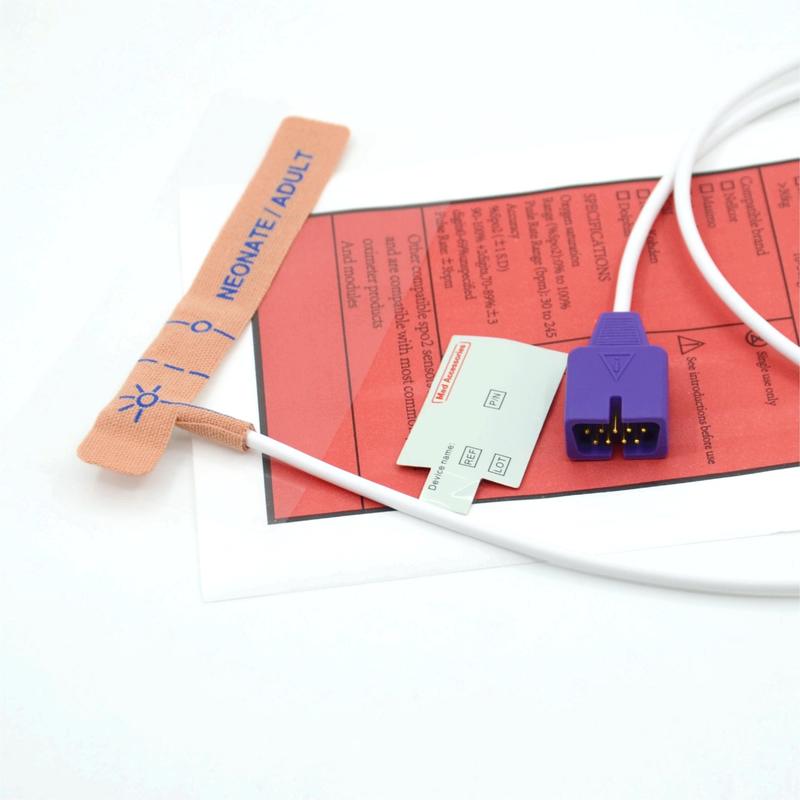 ผู้จัดจำหน่ายอุปกรณ์ทางการแพทย์ ผ้าแบบยืดหยุ่น เข้ากันได้กับเซ็นเซอร์ SpO2 แบบใช้แล้วทิ้ง 9 พิน Nellcor สำหรับทารกแรกเกิด/ผู้ใหญ่