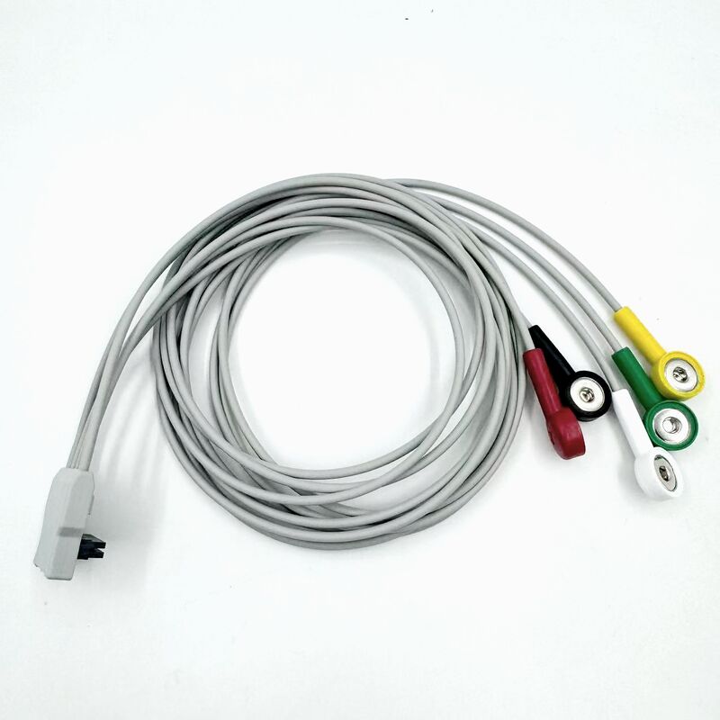 คุณภาพสูง Med อุปกรณ์เสริม RoHS ยืนยันการวินิจฉัย ซิลิโคน IEC สี 5-Lead Grabber EKG ECG Cable รองรับ BLT