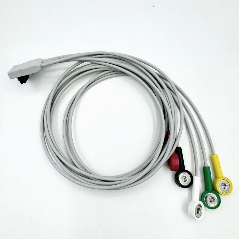 คุณภาพสูง Med อุปกรณ์เสริม RoHS ยืนยันการวินิจฉัย ซิลิโคน IEC สี 5-Lead Grabber EKG ECG Cable รองรับ BLT