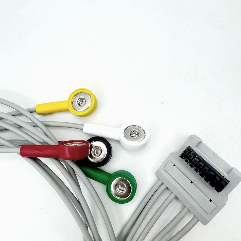 คุณภาพสูง Med อุปกรณ์เสริม RoHS ยืนยันการวินิจฉัย ซิลิโคน IEC สี 5-Lead Grabber EKG ECG Cable รองรับ BLT
