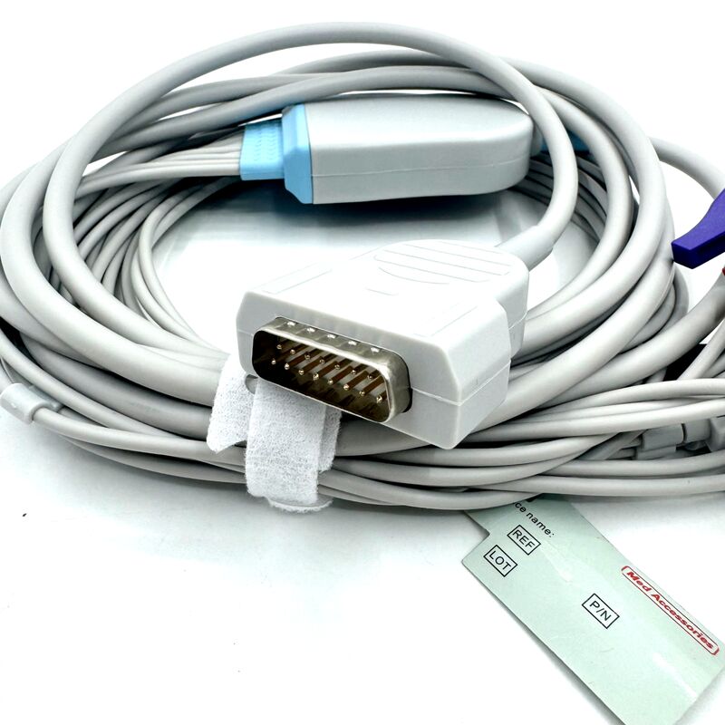 อุปกรณ์เสริม Med ใช้งานร่วมกับสายเคเบิล EKG ตะกั่ว 10 เส้นพร้อมปลาย Grabber วัสดุสิ้นเปลืองทางการแพทย์น้ำยาง TPU เกรดทางการแพทย์ที่ผ่านการรับรอง RoHS