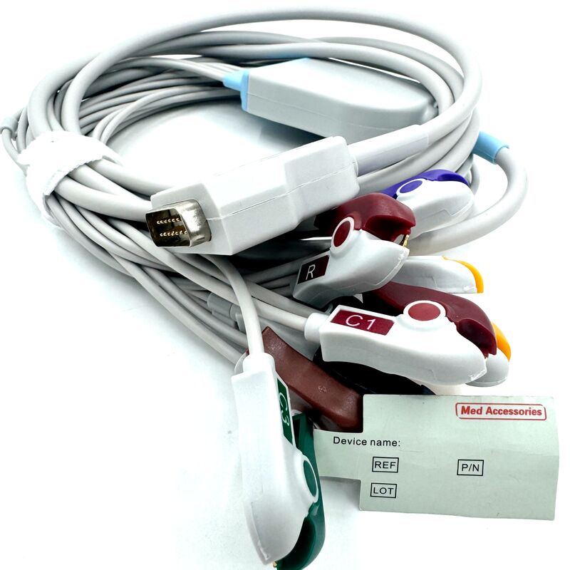 อุปกรณ์เสริม Med ใช้งานร่วมกับสายเคเบิล EKG ตะกั่ว 10 เส้นพร้อมปลาย Grabber วัสดุสิ้นเปลืองทางการแพทย์น้ำยาง TPU เกรดทางการแพทย์ที่ผ่านการรับรอง RoHS