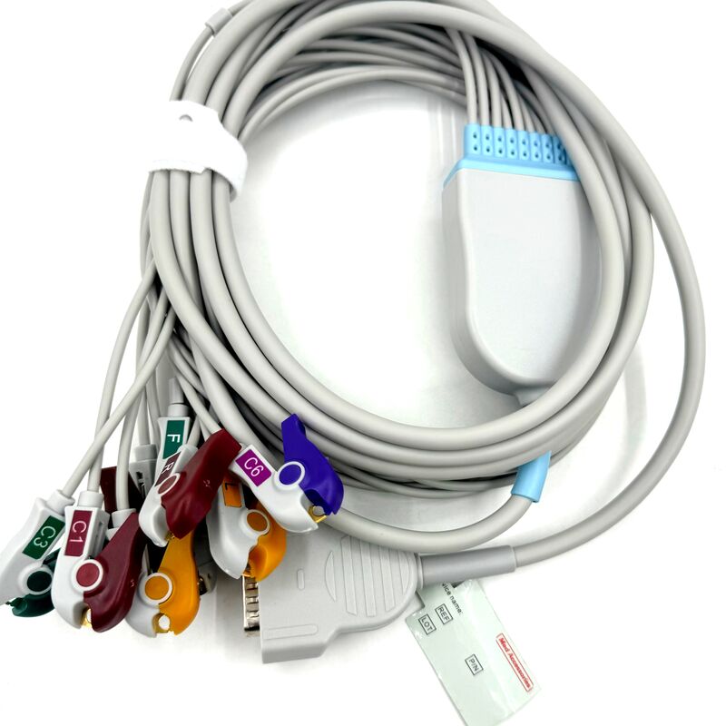 อุปกรณ์เสริม Med ใช้งานร่วมกับสายเคเบิล EKG ตะกั่ว 10 เส้นพร้อมปลาย Grabber วัสดุสิ้นเปลืองทางการแพทย์น้ำยาง TPU เกรดทางการแพทย์ที่ผ่านการรับรอง RoHS