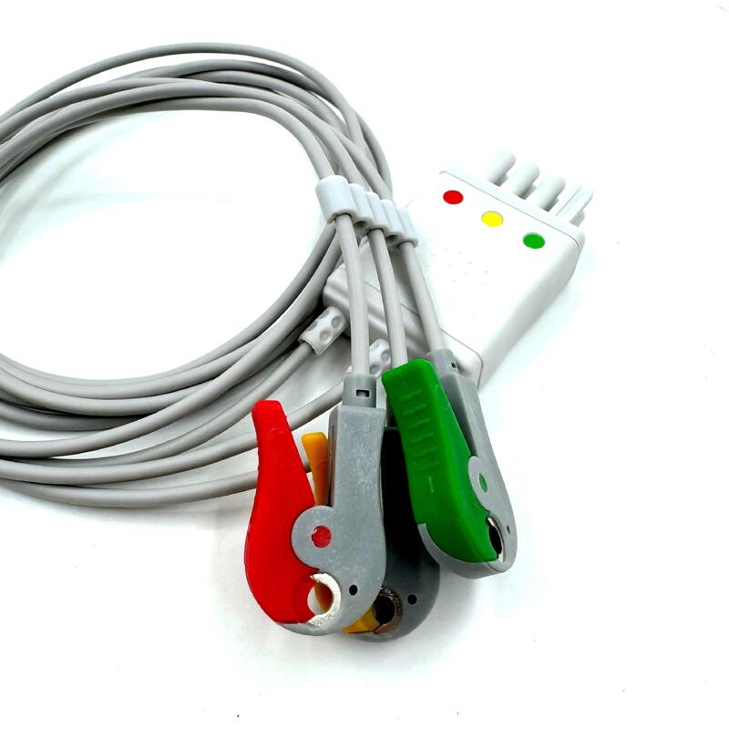 อุปกรณ์เสริม Med คุณภาพสูง รุ่นสี IEC RoHS รับรอง 3 ใบรับเชือก ECG Leadwire