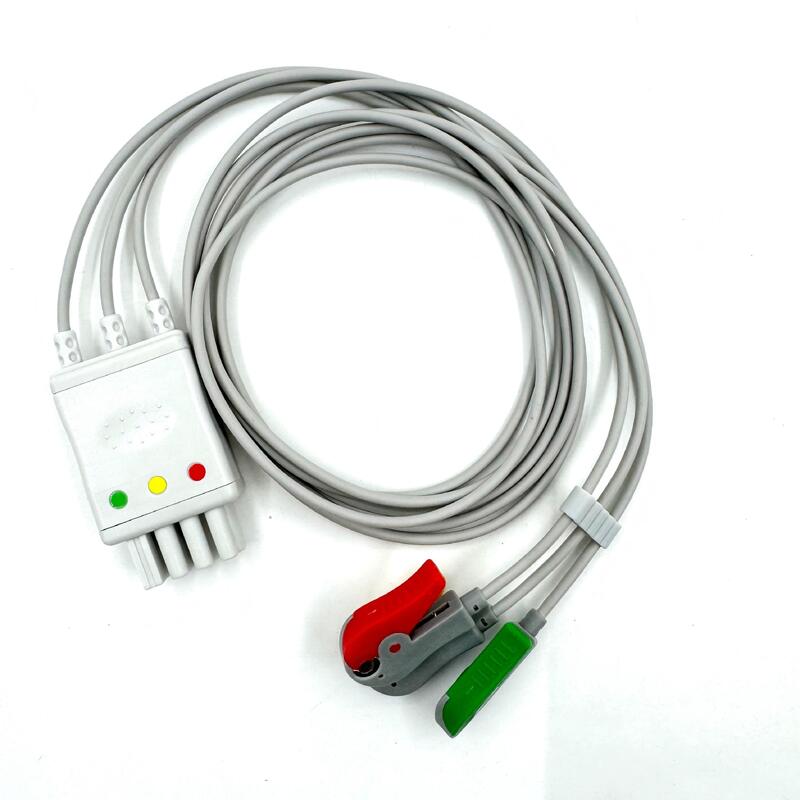 อุปกรณ์เสริม Med คุณภาพสูง รุ่นสี IEC RoHS รับรอง 3 ใบรับเชือก ECG Leadwire