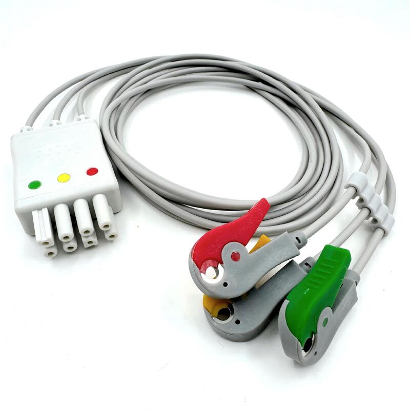อุปกรณ์เสริม Med คุณภาพสูง รุ่นสี IEC RoHS รับรอง 3 ใบรับเชือก ECG Leadwire