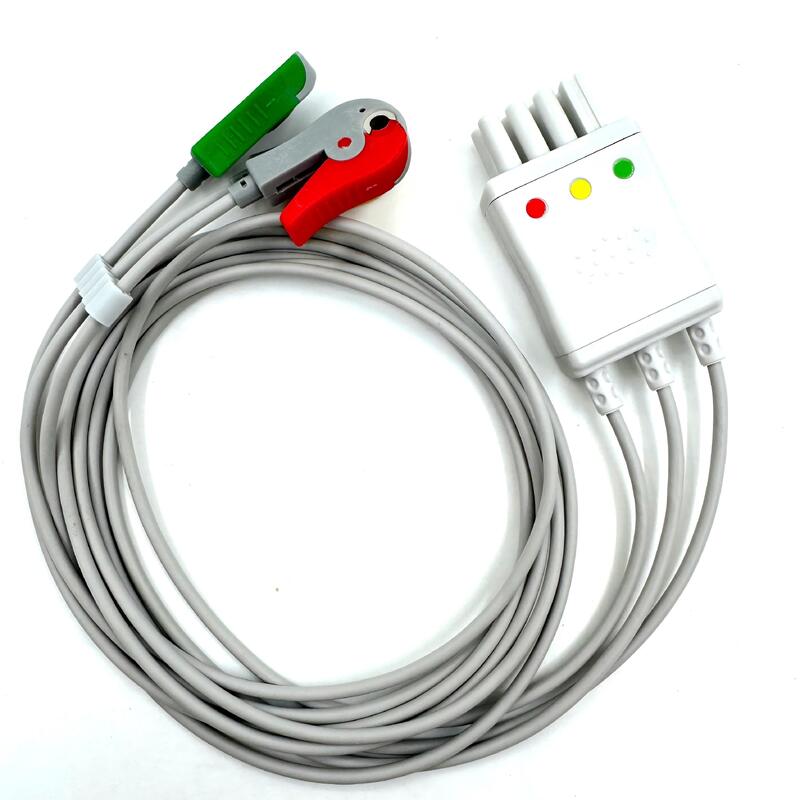 อุปกรณ์เสริม Med คุณภาพสูง รุ่นสี IEC RoHS รับรอง 3 ใบรับเชือก ECG Leadwire