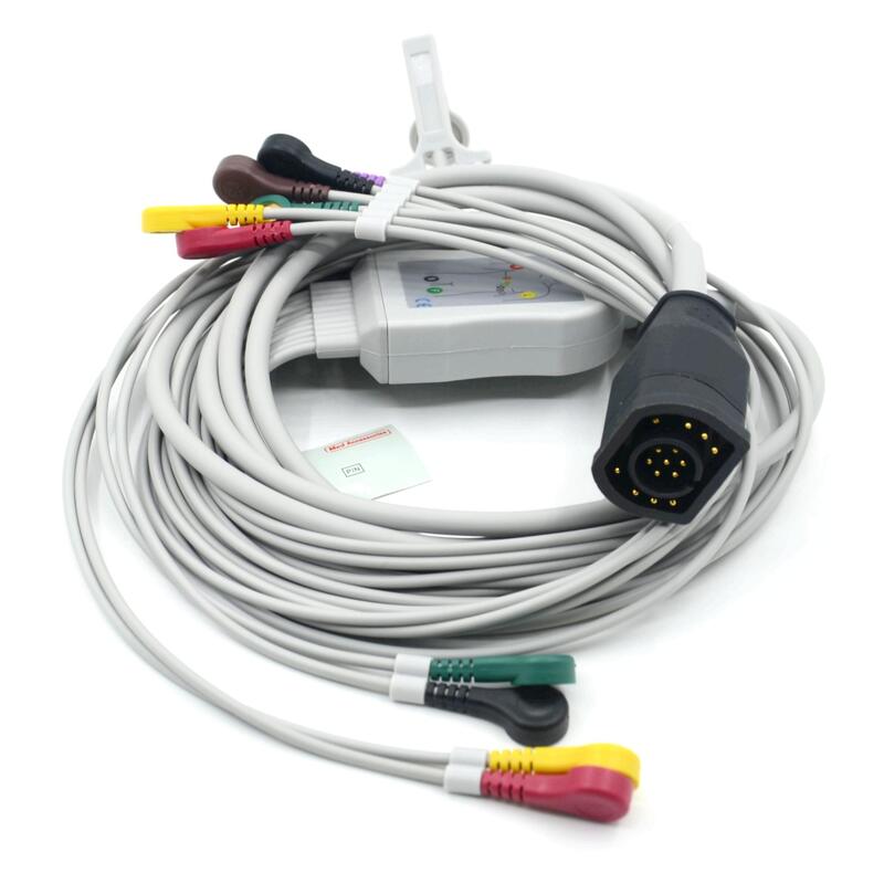 สาย EKG เกรดโรงพยาบาล Class II สำหรับวินิจฉัย Med Accessories ใช้ร่วมกับ Zoll ได้ 10 สาย ได้รับการรับรอง RoHS และฆ่าเชื้อด้วยแอลกอฮอล์
